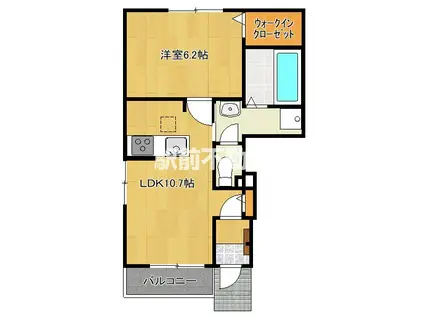 ALIVIO・CASA I(1LDK/1階)の間取り写真