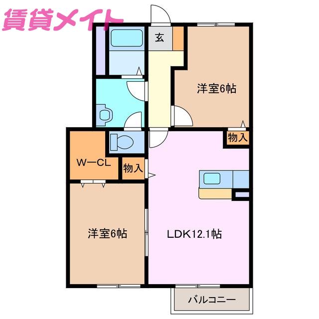 夢が丘ガーデンハイツ I(2LDK/1階)の間取り写真