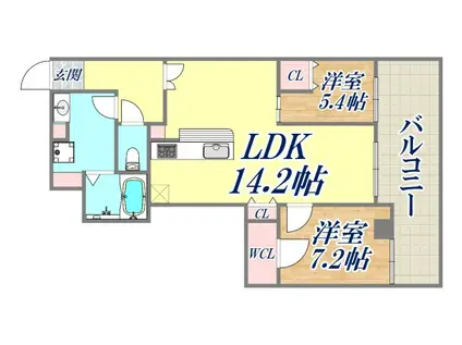 グランフェルティ本山(2LDK/3階)の間取り写真
