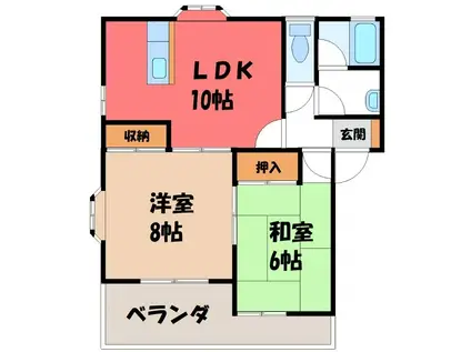 メゾンDEアヴェニールB(2LDK/1階)の間取り写真