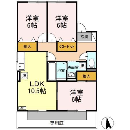 セジュールMIYABI(3LDK/1階)の間取り写真