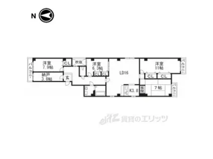 ナベル錦(5LDK/5階)の間取り写真