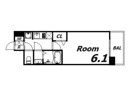 プレサンス神戸長田マリエント(1K/7階)の間取り写真