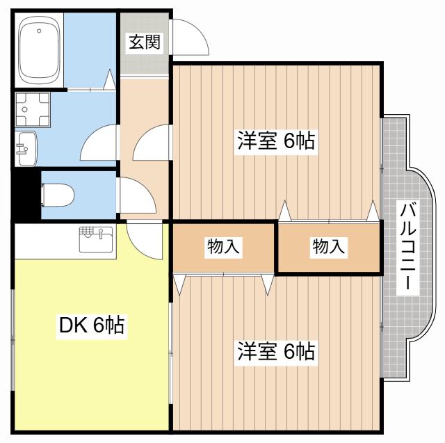 CRESTSQUAREI(2DK/2階)の間取り写真
