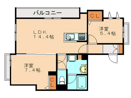 SHAMAISON COURAGEVI(2LDK/2階)の間取り写真