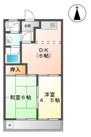 サンハイツNAWA A・B(2DK/2階)の間取り写真