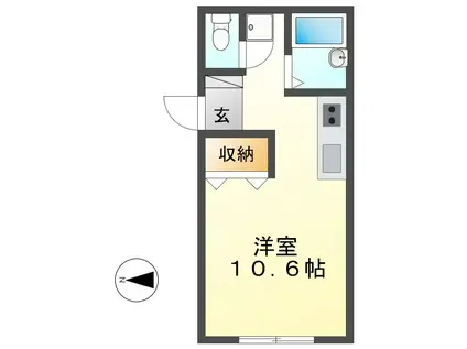 ハイツ木曽路(ワンルーム/2階)の間取り写真