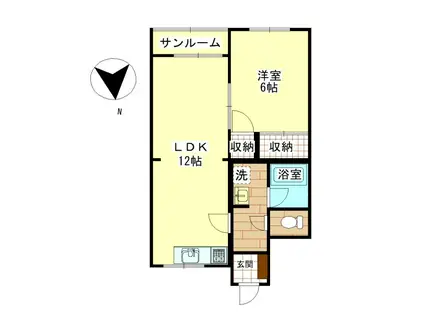 ときわビル(1LDK/3階)の間取り写真