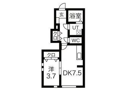ダイヤモンドヒルズ半田上池(1DK/1階)の間取り写真