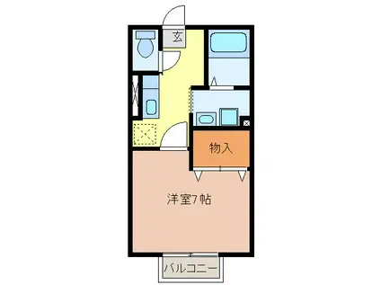 プリシェール曽我野(1K/1階)の間取り写真