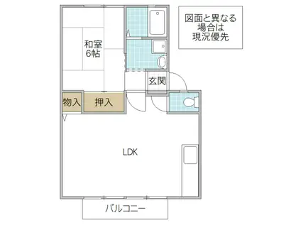 メゾン・ドリームB(1LDK/1階)の間取り写真