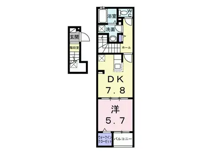 バーミィ ベル(1DK/2階)の間取り写真