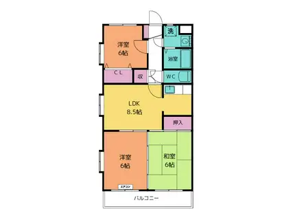 ア・ドリーム北仙房(3LDK/2階)の間取り写真