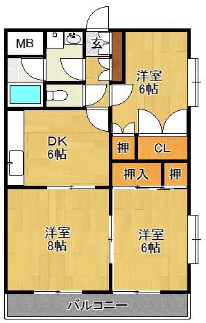 レイソル96(3DK/1階)の間取り写真