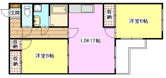 大田ビル(2LDK/4階)の間取り写真