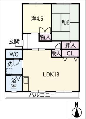 ハピネス緑(2LDK/2階)の間取り写真