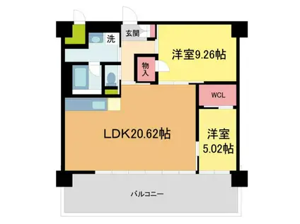 プレジオ宝塚ASIAN(2LDK/4階)の間取り写真