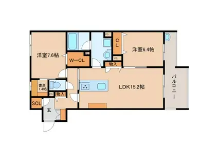 シャトードールプレミア(2LDK/4階)の間取り写真