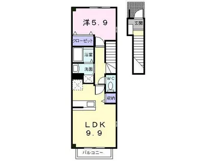 ファブリルライト(1LDK/2階)の間取り写真