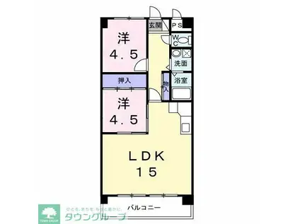 ファミーユ旭(2LDK/3階)の間取り写真