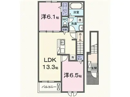 サニーコリーヌ(2LDK/2階)の間取り写真