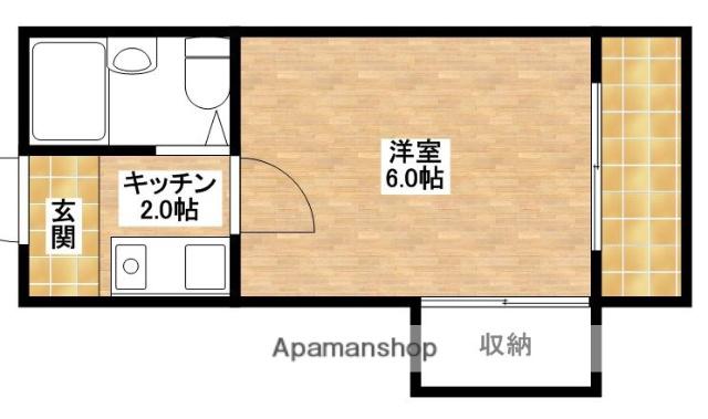 ＪＲ阪和線 六十谷駅 徒歩5分 2階建 築36年(1K/1階)の間取り写真