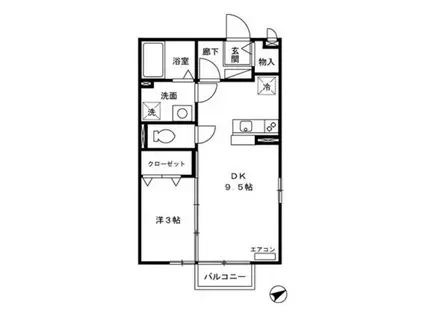 第3サニーサイト Z(1DK/1階)の間取り写真