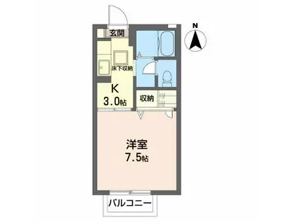 ディアス菜根II(1K/1階)の間取り写真