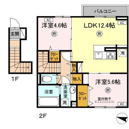 ソラーナII(2LDK/2階)の間取り写真