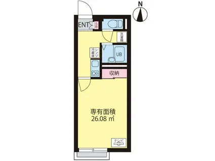 カーサロイヤル東所沢(1K/2階)の間取り写真