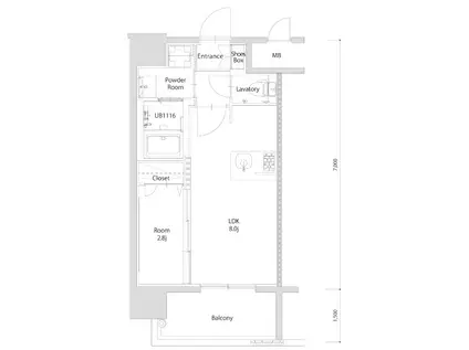 エンクレスト博多PARKSIDE(1LDK/3階)の間取り写真