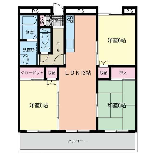 ハイム瑞光(3LDK/3階)の間取り写真