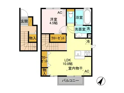 LAULEA(1LDK/2階)の間取り写真