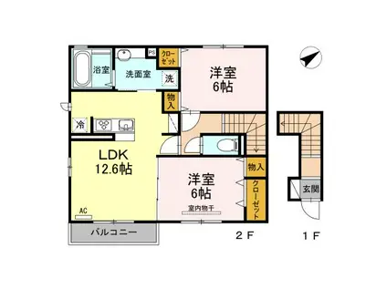 ルミエール A棟(2LDK/2階)の間取り写真