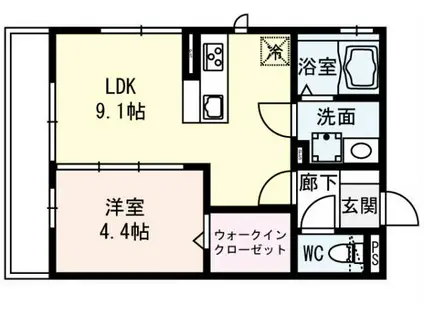 ええいろ(1LDK/1階)の間取り写真