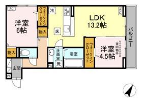 ヴィオルーチェ(2LDK/1階)の間取り写真