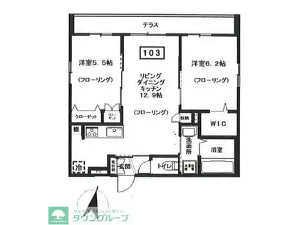 ウィスティリアイースト(2LDK/1階)の間取り写真