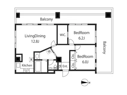 SHIROKANEDAI MIZUKI HOME(2LDK/4階)の間取り写真