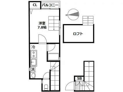 パームグローブ(1K/2階)の間取り写真