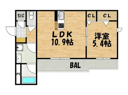 メゾンクレステージ(1LDK/3階)の間取り写真