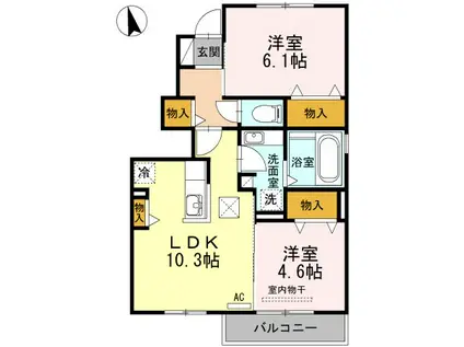 リッツハウス(2LDK/1階)の間取り写真