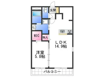 ユーミーマンション名草(1LDK/2階)の間取り写真
