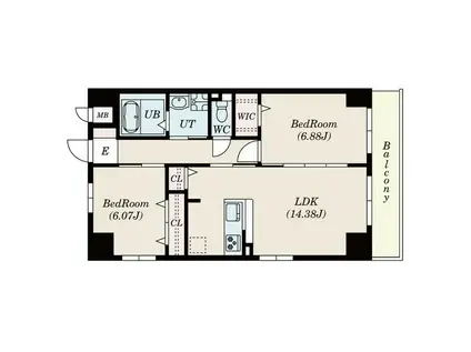 GRAN DUKE高辻(2LDK/2階)の間取り写真