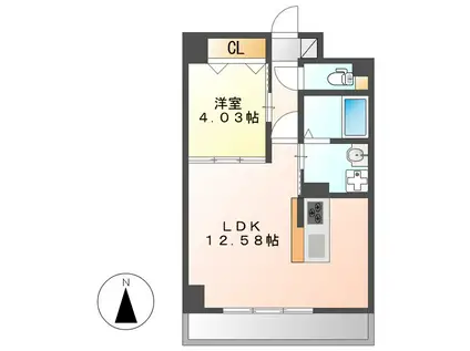 GRANDUKE代官町REVERSO(1LDK/2階)の間取り写真
