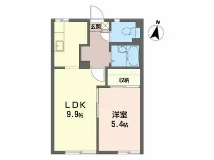 アパートメントハウス・アイリスD(1LDK/1階)の間取り写真