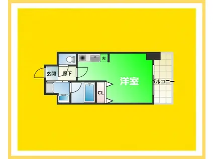 KDXレジデンス難波南(1K/9階)の間取り写真