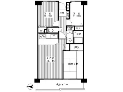 グリーンパーク上中里(3LDK/2階)の間取り写真