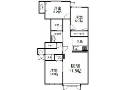 パナシア(3LDK/1階)の間取り写真