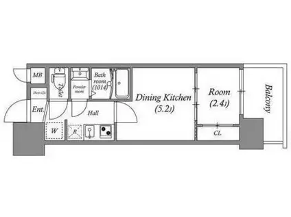 GENOVIA神戸新開地駅前(1DK/13階)の間取り写真