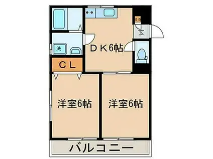 沖杉マンション(2DK/1階)の間取り写真